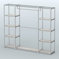 Торговая система ХРОМ без ДСП 2430 мм с полками ДСП и поручнями №3, Метрополитан Грей