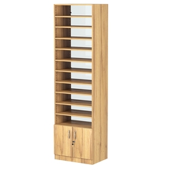 Стеллаж из ДСП с 10-ю полками 400x600 мм серии LEVEL-10 №7-1 (З/C - СТЕКЛО), Дуб Золотистый