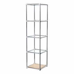 Торговый хромированный стеллаж с прозрачными полками №1, Дуб Сонома