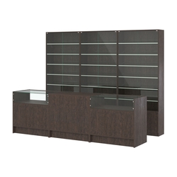 Комплект витрин с наклонными полками SL-6 №12 и прилавков ЭК-2, Дуб Венге