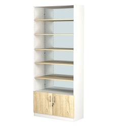 Стеллаж из ДСП с 5-ю полками 400x900 мм серии LEVEL-5 №14-2 (З/C - ЗЕРКАЛО), Белый + Дуб Сонома