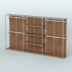 Торговая система ХРОМ (задняя стенка - ДСП) 3600 мм с полками ДСП и поручнями №5, Орех