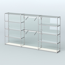 Торговая система ХРОМ (задняя стенка - стекло) 3600 мм с зеркальными полками и поручнями №6, Белый