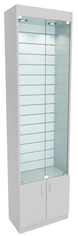 Стеклянная витрина серии Эконом № 300-4-600 (задняя стенка экономпанель), Серый