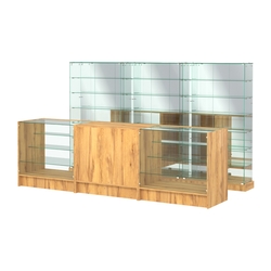 Комплект низких витрин ХП-11 и прилавков ЭК-4, Дуб Золотистый