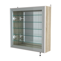 Витрина настенная №1-6А с пятью полками и зеркальной стенкой серии Collecto, Дуб Сонома