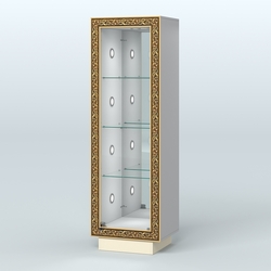 Низкая витрина с декором и диодной подсветкой НБА-3С, Серый + Крем Вайс