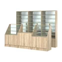 Комплект витрин с наклонными полками SL-6 №12-2 и прилавков ЭК-7, Дуб сонома