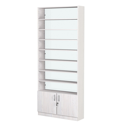 Стеллаж из ДСП с 7-ю полками 250x900 мм серии LEVEL-7 №11-1 (З/C - СТЕКЛО), Ясень Анкор светлый