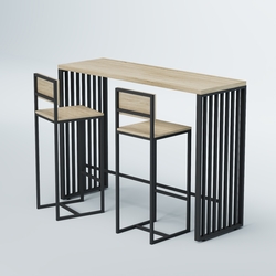 Комплект барный стол "Кофе-брейк" №6 и стулья, Дуб Сонома