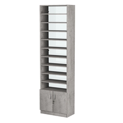 Стеллаж из ДСП с 10-ю полками 300x600 мм серии LEVEL-10 №5-2 (З/C - ЗЕРКАЛО), Бетон Чикаго светло-серый F186 ST9