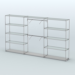 Торговая система ХРОМ без ДСП 3600 мм с прозрачными полками и поручнями №6, Серый