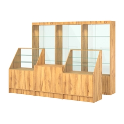 Комплект витрин ЭК-02 и прилавков ЭК-7, Дуб Золотистый