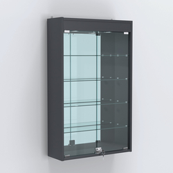 Витрина настенная №202-4А зеркальная с четырьмя полками и подсветкой, Антрацит