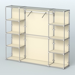 Торговая система ХРОМ (задняя стенка - ДСП) 2430 мм с полками ДСП и поручнями №11, Крем Вайс