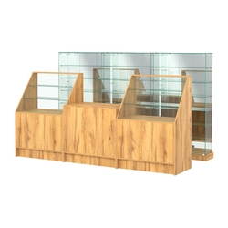 Комплект низких витрин ХП-11 и прилавков ЭК-7, Дуб Золотистый