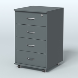 Тумба подкатная 4 ящика, цвет венге, Темно-Серый