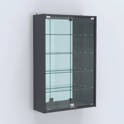 Витрина настенная №202-2А высокая с зеркалом, Антрацит
