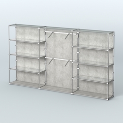 Торговая система ХРОМ (задняя стенка - ДСП) 3600 мм с зеркальными полками и поручнями №6, Метрополитан Грей