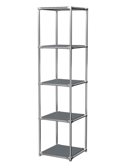 Торговый хромированный стеллаж с полками ДСП №1, Темно-Серый