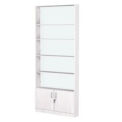 Стеллаж из ДСП с 4-мя полками 150x900 мм серии LEVEL-4 №9-1 (З/C - СТЕКЛО), Ясень Анкор светлый