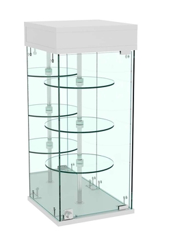 Витрина РОТАЦИЯ настольная с вращающимися полками №25-3 (задняя стенка - зеркало), Серый