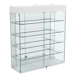 Витрина настенная НЕО №4А-3 с четырьмя полками и зеркалом , Серый