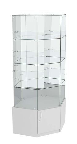 Витрина "Истра" угловая №220, шестигранная (З.С-зеркало), без дверей, Серый