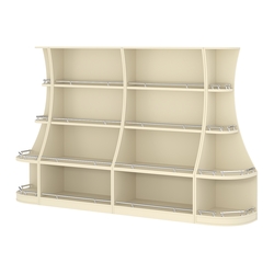 Пристенный низкий стеллаж ГАРАНТ №2-О с ограничителями, Крем Вайс