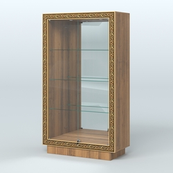 Низкая зеркальная витрина с декором НБА-7, Орех