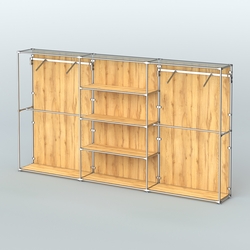 Торговая система ХРОМ (задняя стенка - ДСП) 3600 мм с полками ДСП и поручнями №10, Дуб Золотистый