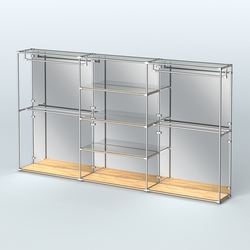 Торговая система ХРОМ (задняя стенка - зеркало) 3600 мм с зеркальными полками и поручнями №2, Дуб Золотистый