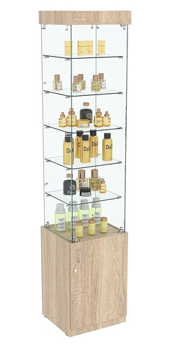 Высокая витрина ИСТРА №802 (задняя стенка - стекло), Дуб сонома