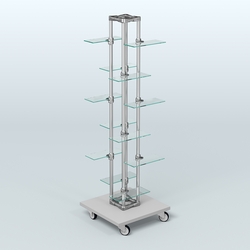 Торговый стенд для обуви с прозрачными полками ЛЕСЕНКА №1-2, Серый