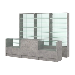 Комплект витрин с наклонными полками SL-6 №12-1 и прилавков ЭК-3, Бетон Чикаго светло-серый F186 ST9