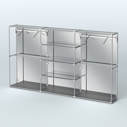 Торговая система ХРОМ (задняя стенка - зеркало) 3600 мм с зеркальными полками и поручнями №10, Черный