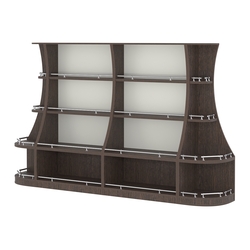 Пристенный низкий стеллаж ГАРАНТ №2-О с ограничителями, Дуб Венге + Белый