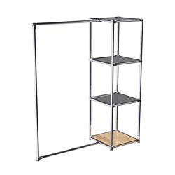 Хромированное вешало ЛИНИЯ №1-4 с зеркальными полками 4мм, Дуб Золотистый