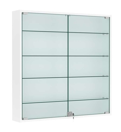 Витрина настенная №4-1А с узкими прозрачными полками, Белый