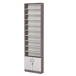 Стеллаж из ДСП с 9-ю полками 150x600 мм серии LEVEL-9 №2 (З/C - ДВП), Ясень Анкор темный + Ясень Анкор светлый