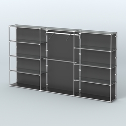 Торговая система ХРОМ (задняя стенка - ДСП) 3600 мм с зеркальными полками и поручнями №9, Черный