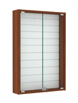 Витрина настенная №2-1Б с эконом панелью и стеклянными дверками, Орех