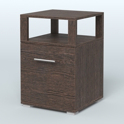 Тумба Динен №2 приставная 1 распашной фасад с надставкой, Дуб Венге