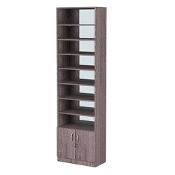 Стеллаж из ДСП с 7-ю полками 300x600 мм серии LEVEL-7 №5-1 (З/C - ЗЕРКАЛО), Ясень Анкор темный