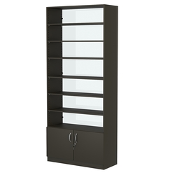 Стеллаж из ДСП с 6-ю полками 350x900 мм серии LEVEL-6 №13-1 (З/C - СТЕКЛО), Черный