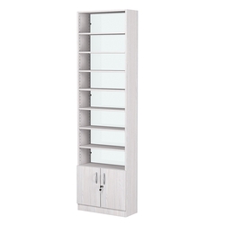 Стеллаж из ДСП с 7-ю полками 250x600 мм серии LEVEL-7 №4-1 (З/C - СТЕКЛО), Ясень Анкор светлый