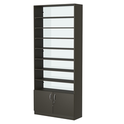 Стеллаж из ДСП с 7-ю полками 300x900 мм серии LEVEL-7 №12-1 (З/C - СТЕКЛО), Черный