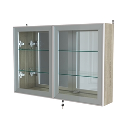 Витрина настенная №3-2А широкая с зеркалом серии Collecto, Дуб Сонома