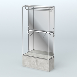 Торговая система ХРОМ (задняя стенка - зеркало) 1200 мм №2-4 с тумбой Т-21 и поручнями, Метрополитан Грей