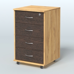 Тумба подкатная 4 ящика, цвет венге, Дуб Золотистый + Дуб Венге